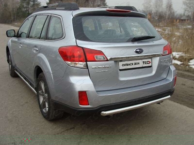 Защита заднего бампера центральная 50 мм ТСС для Subaru Outback 2012-2014