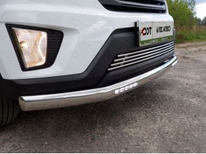 Защита передняя короткая овальная с ДХО 75х42 мм для Lexus LX-570 № LEXLX57012-10
